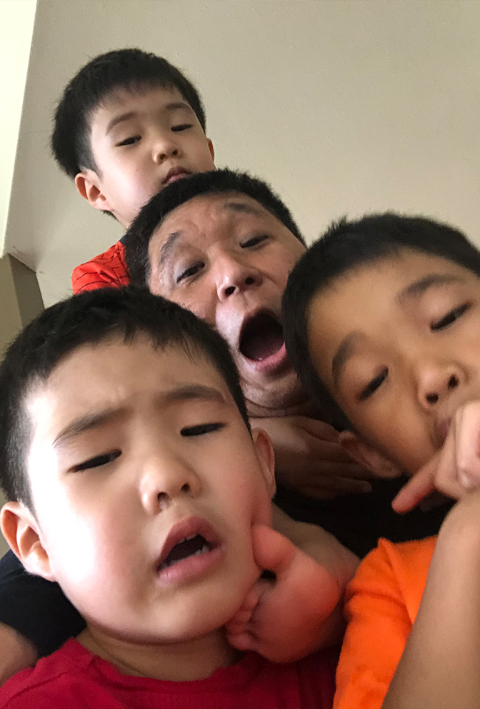 John Harada with Kids