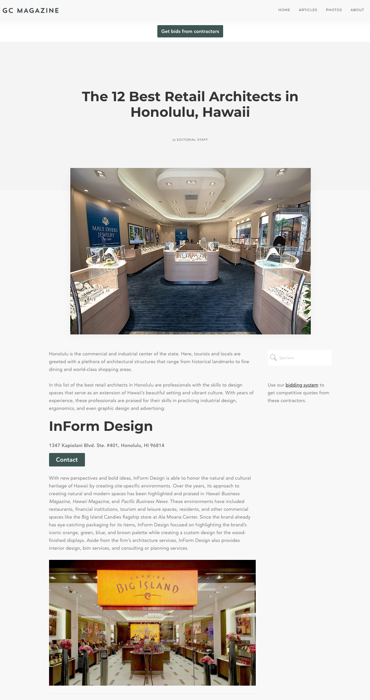 InForm Named Best Retail Architects in Honolulu